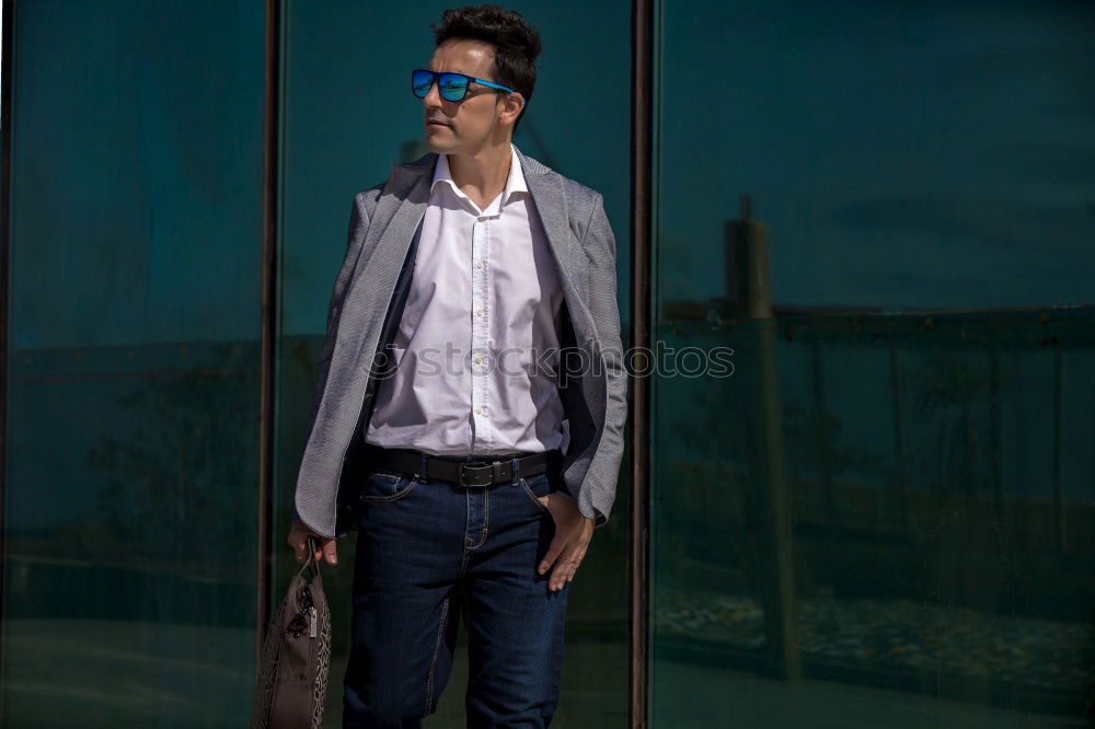 Similar – Image, Stock Photo Trendy young man walking in the street