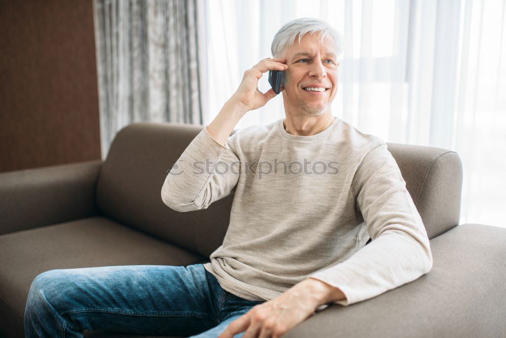 Similar – Image, Stock Photo Elderly woman on the mobile phone at home