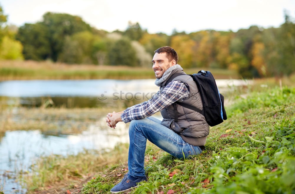 Similar – Image, Stock Photo Young man doing stretching exercises