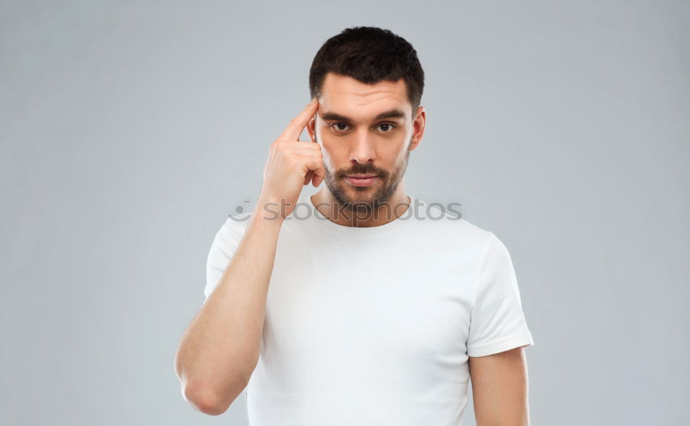 Similar – Image, Stock Photo Funny portrait of a man touching his mustache.