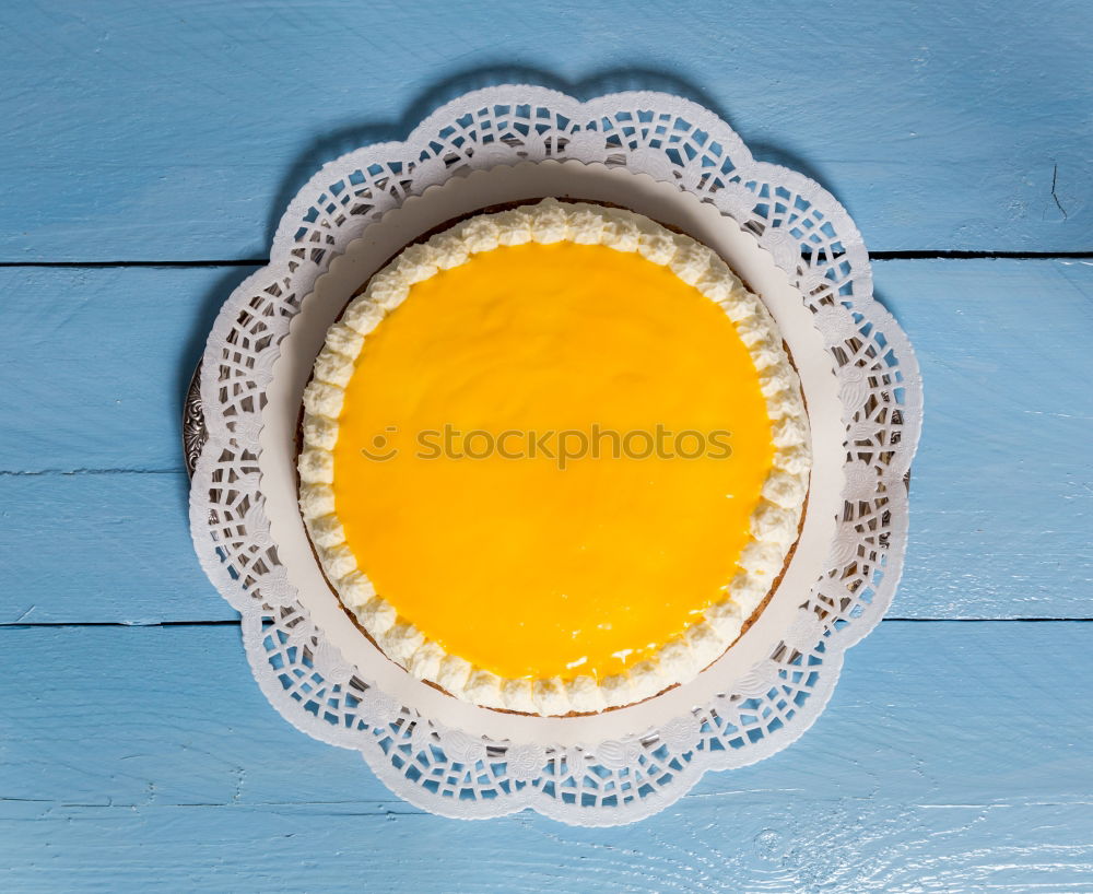 Image, Stock Photo Egg liqueur cake on blue wood