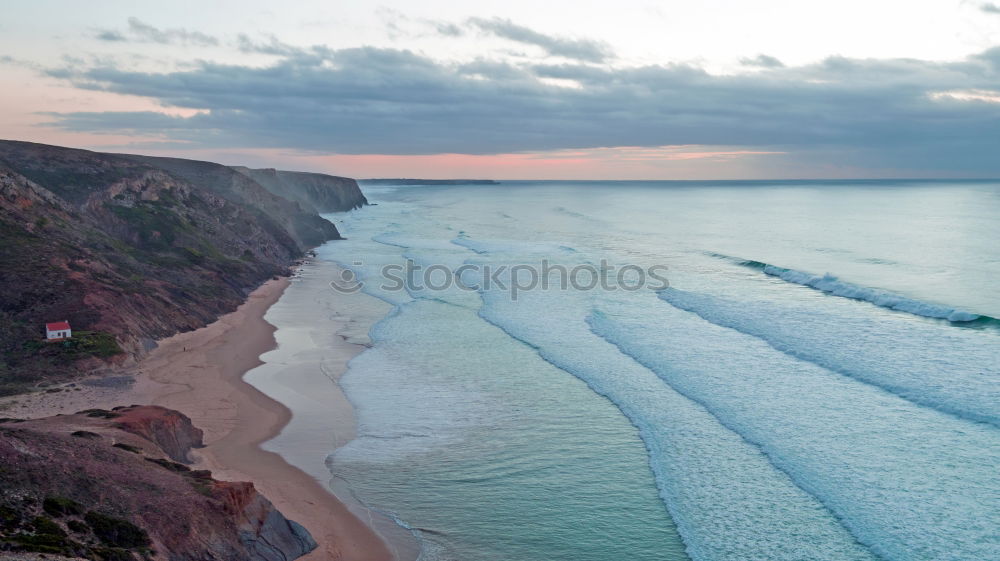 Similar – Scenic aerial view of city on ocean shore