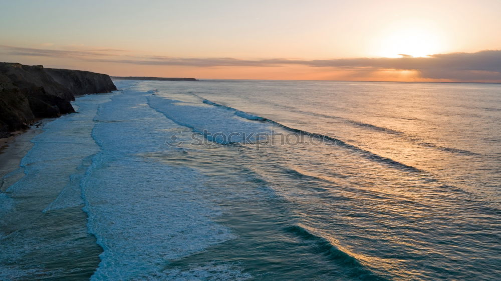 Image, Stock Photo Sun setting over sea