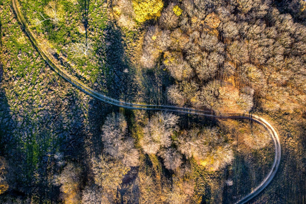 Similar – Aerial view of a road along the river