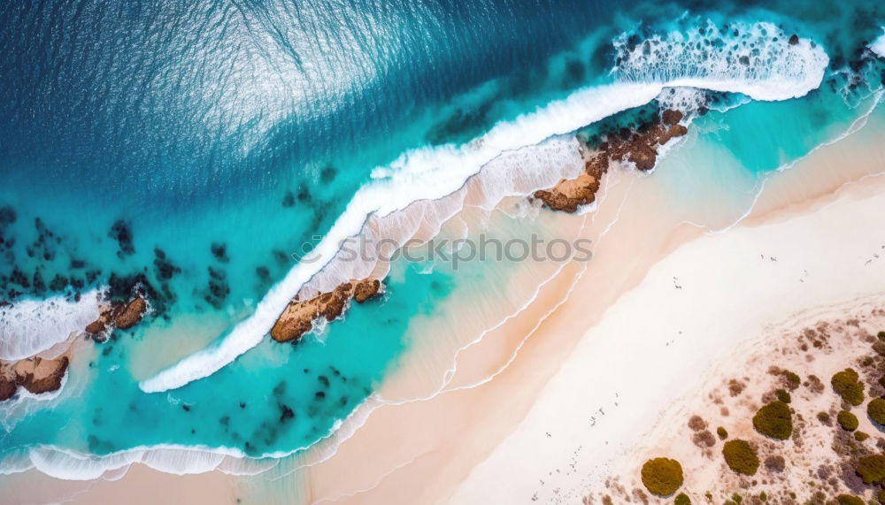 Similar – Lonely bay with white sand beach and turquoise sea from above