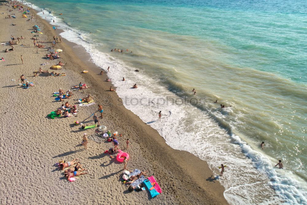 Similar – Image, Stock Photo Bird’s eye view of people on the beach