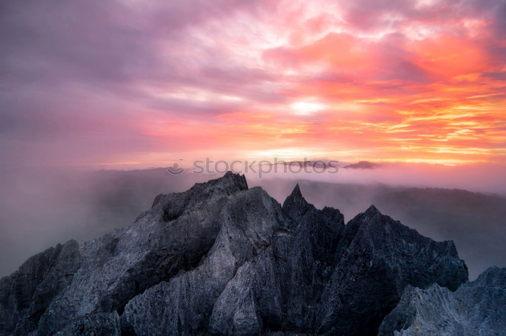 sunset in high mountains