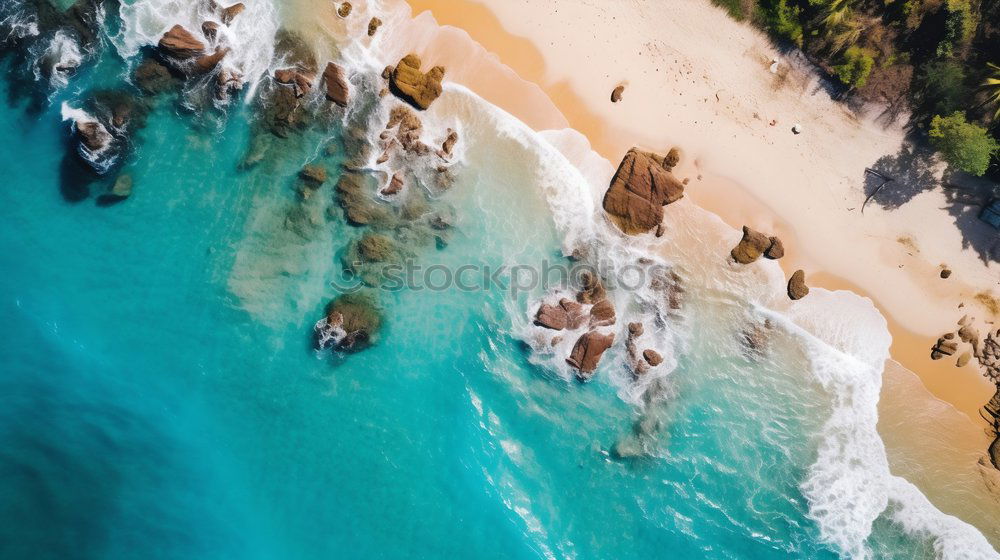 Similar – Lonely bay with white sand beach and turquoise sea from above