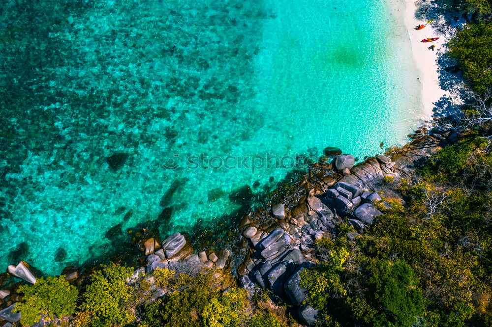 Similar – Lonely bay with white sand beach and turquoise sea from above