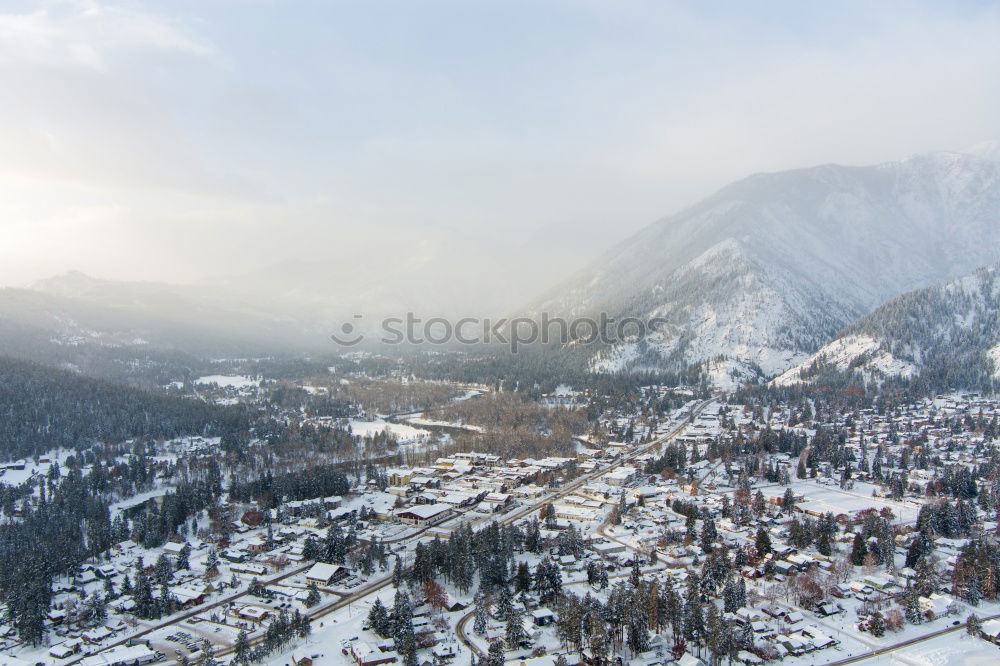 Similar – Cityscape of Arinsal, La Massana, Andorra in winter