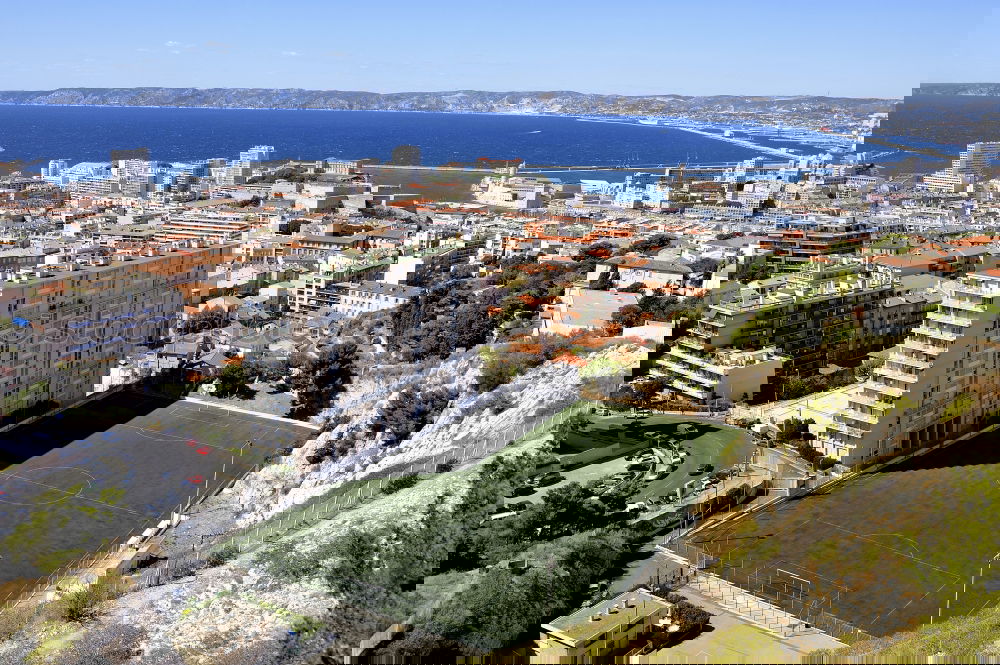 Similar – Image, Stock Photo View over the roofs of Marseille with sports field