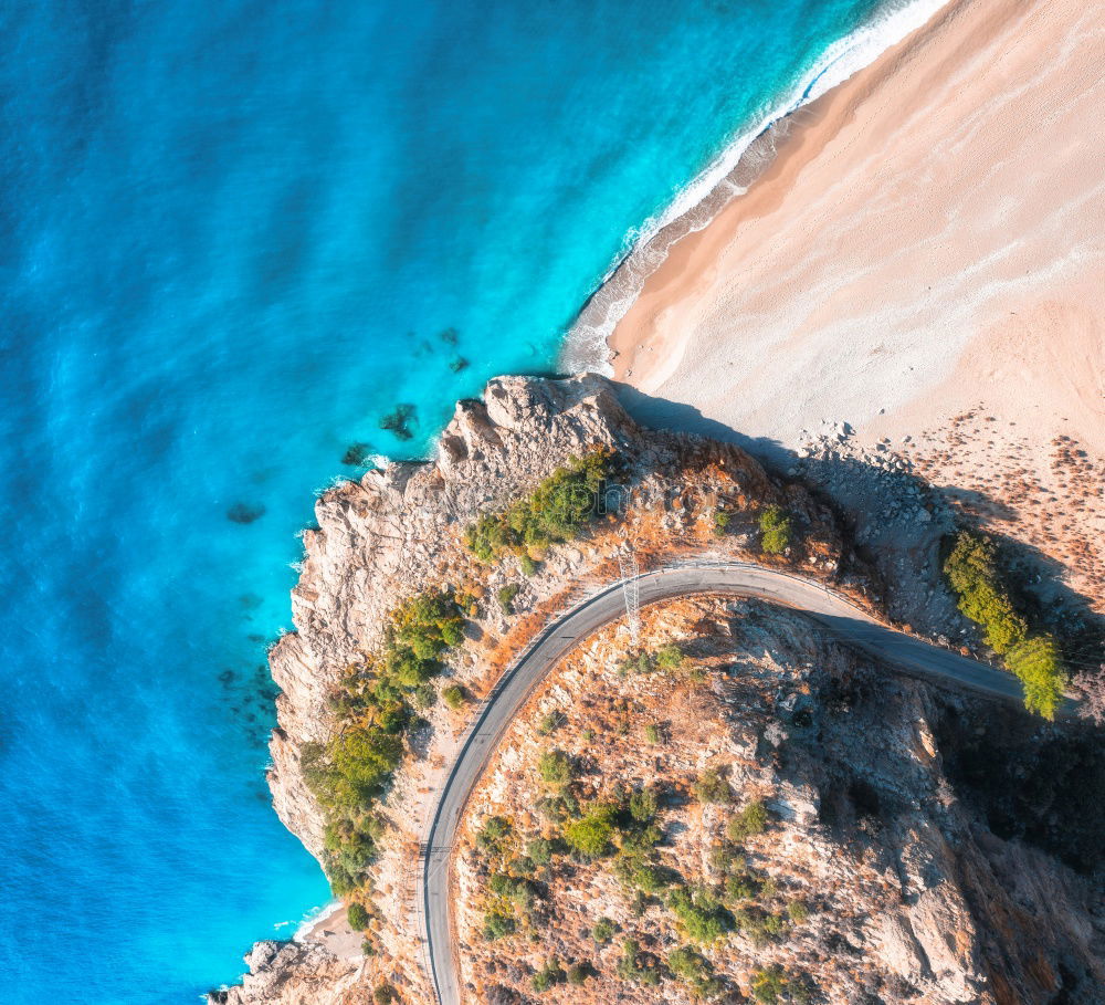 Similar – Lonely bay with white sand beach and turquoise sea from above