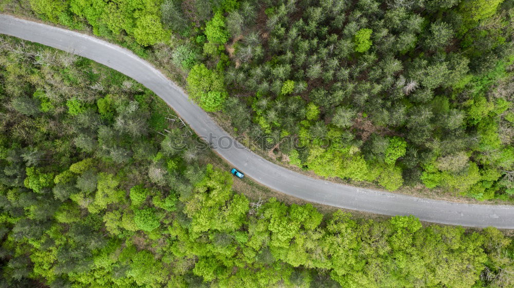 Similar – Image, Stock Photo Aerial top view top view of the road through the trees,