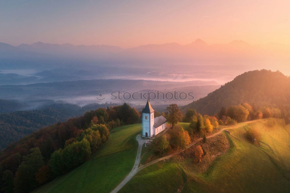 Similar – Image, Stock Photo Slovenian town with lake and mountains