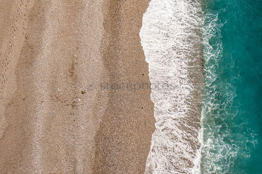 Image, Stock Photo Waves and turquoise sea at the sand beach from above