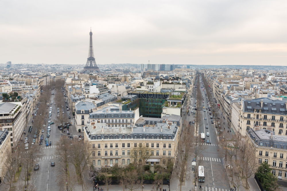 Paris cityscape with aerial architecture