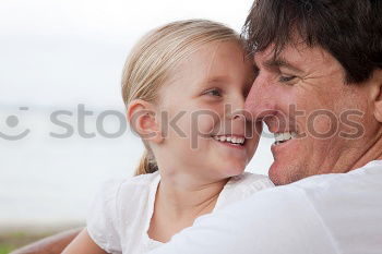 Similar – Image, Stock Photo Beautiful father and daughter portrait