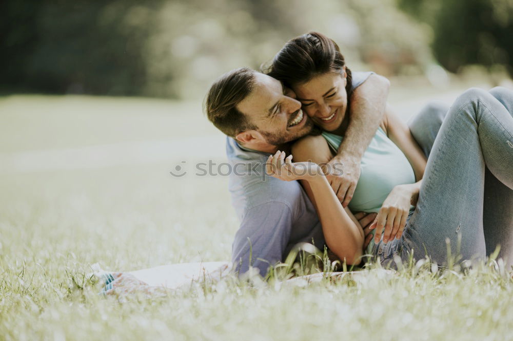 Similar – Image, Stock Photo Girls hugging at lake