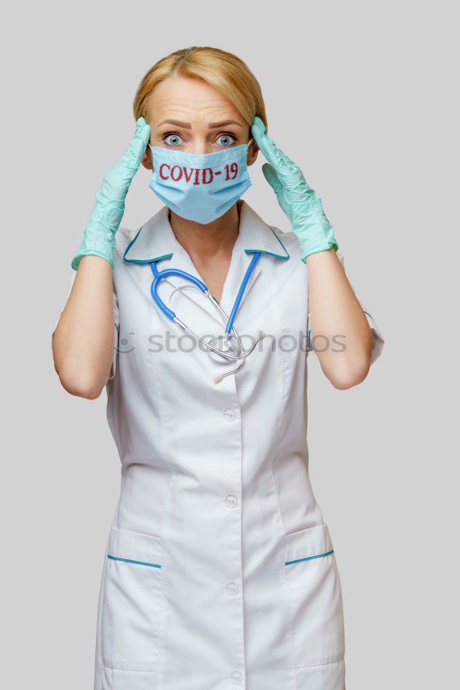 Similar – Image, Stock Photo Young patient wearing a medical mask