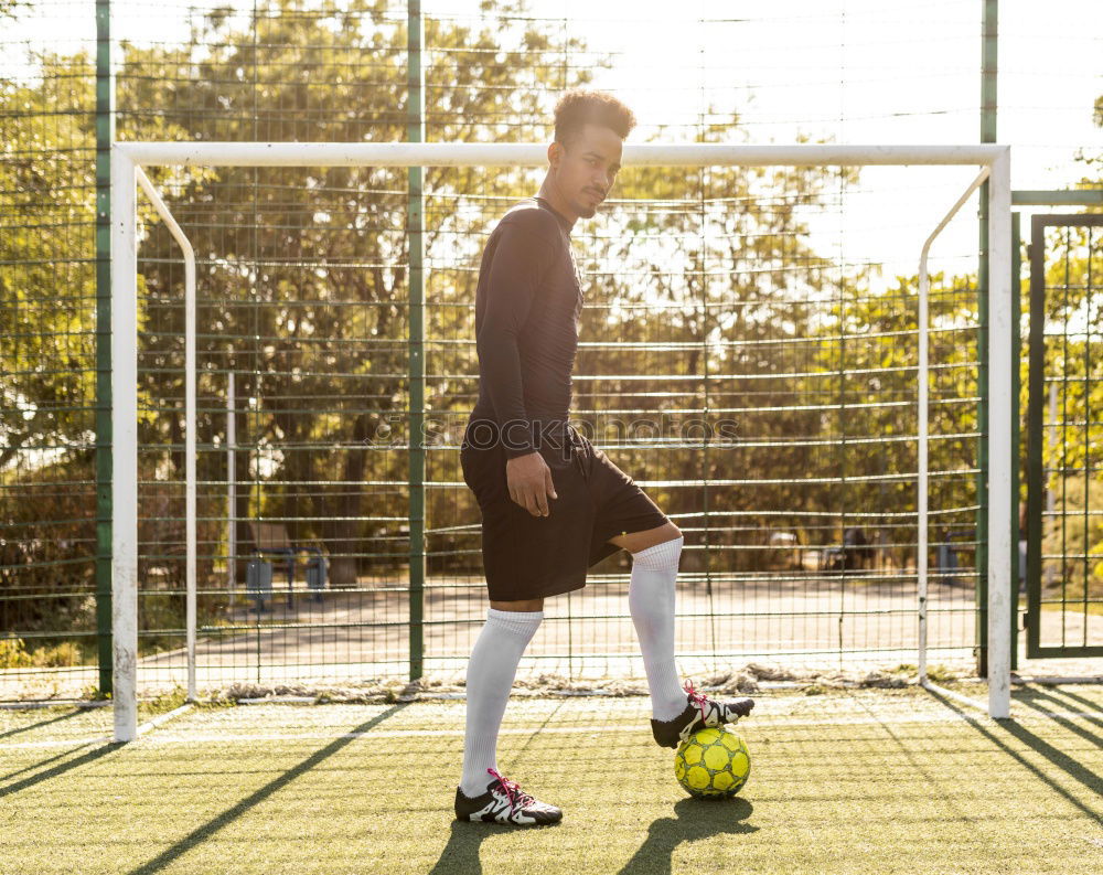 Disabled man athlete ready for training with leg prosthesis.