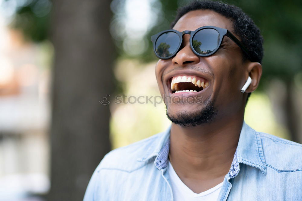 Similar – Portrait of funny black shouting at camera