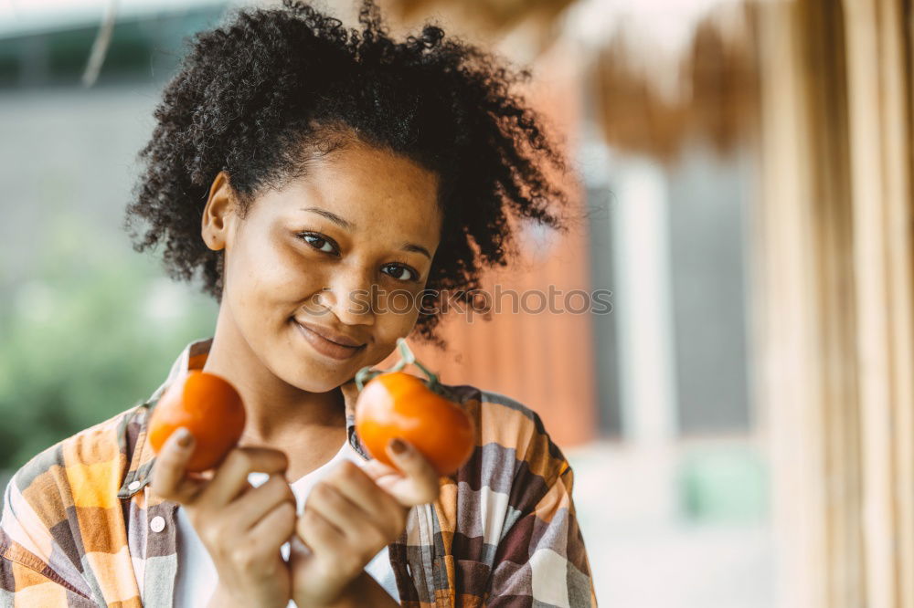 Similar – Image, Stock Photo girl in vegetarian cafe with wrap and smoothie