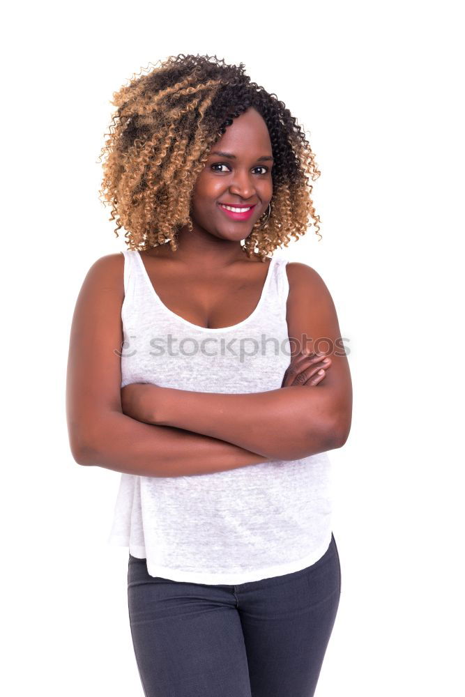 Similar – Ethnic woman at white wall