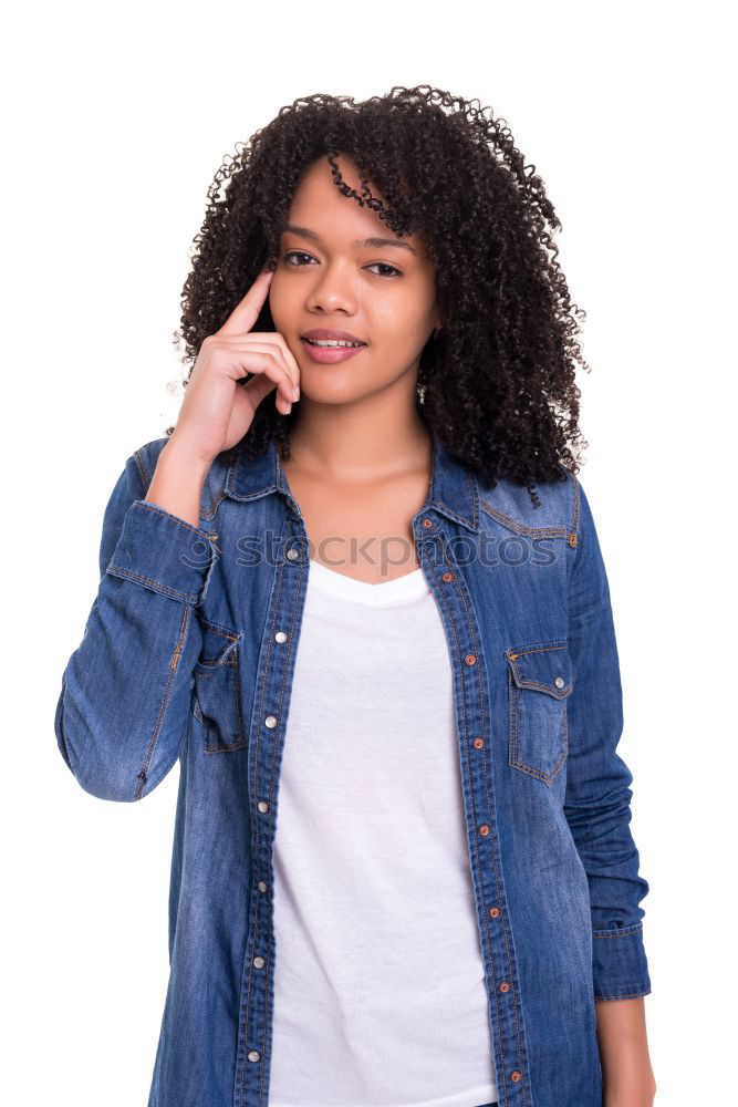 Image, Stock Photo Young casual woman using her smartphone