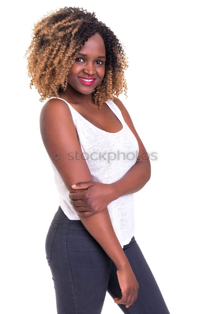 Similar – Ethnic woman at white wall