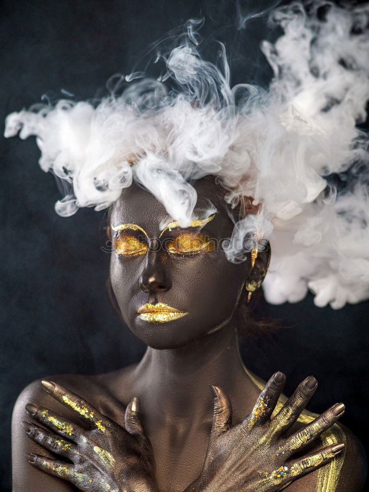 Similar – Young woman smoking near window