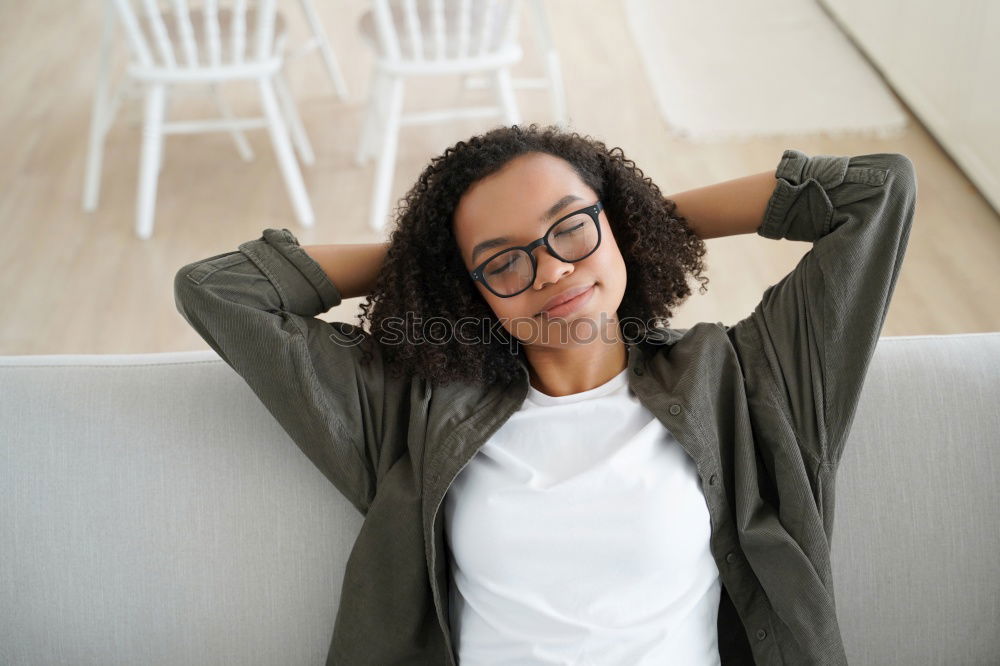 Similar – Image, Stock Photo beautiful black woman on bed with laptop and cup of coffee