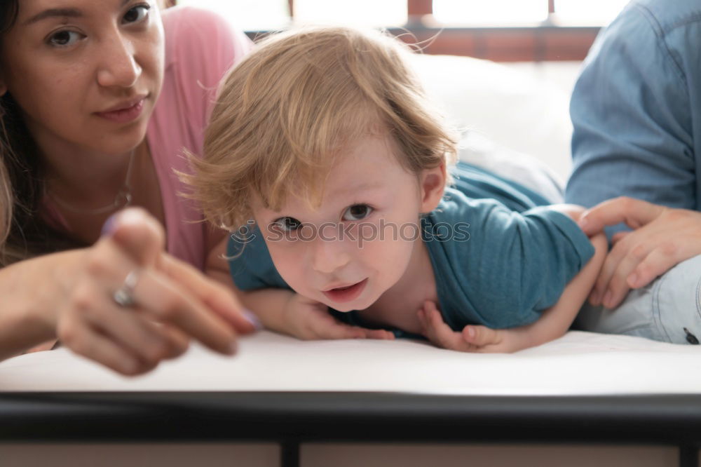 Similar – Image, Stock Photo Mother and son in the railway