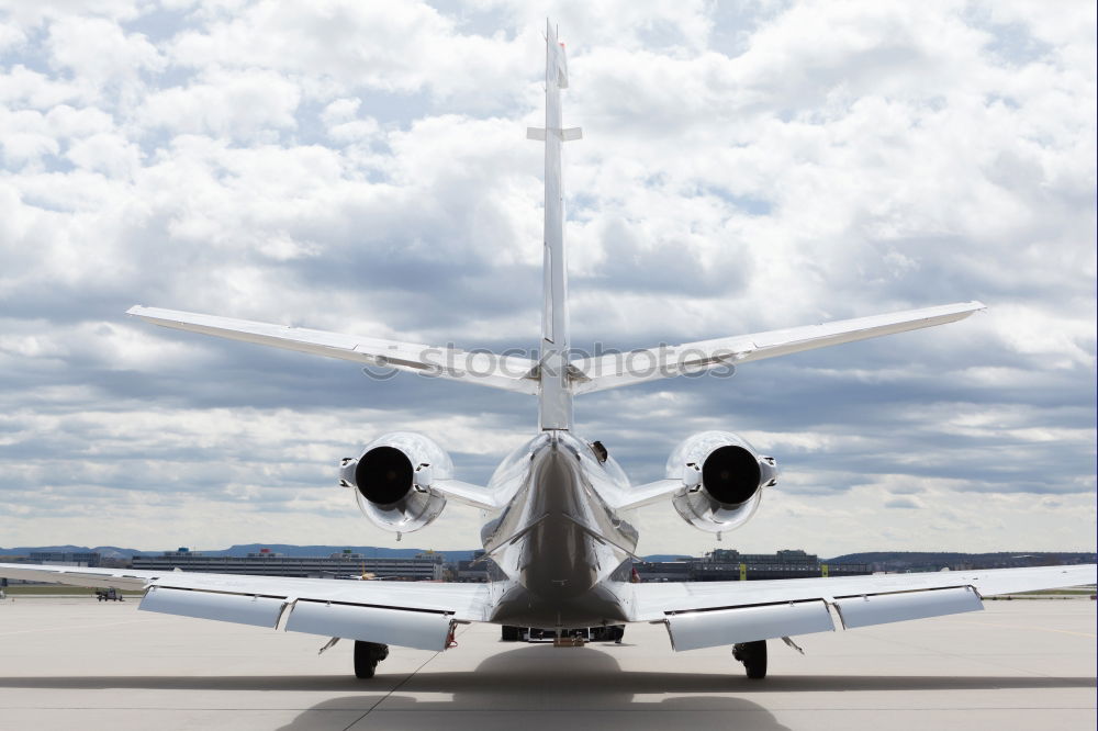 Private luxury jet at the airport terminal