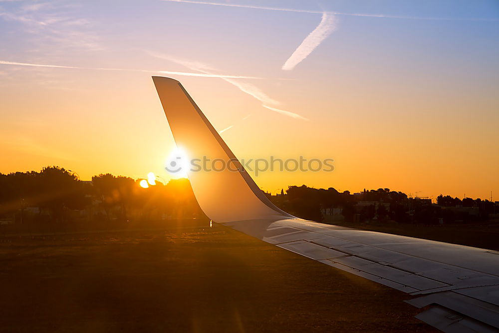 Similar – Image, Stock Photo evening flight Airplane