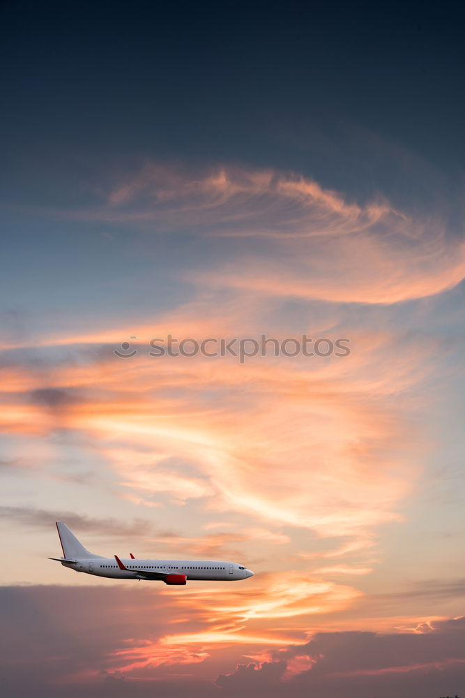 Similar – Image, Stock Photo evening flight Airplane