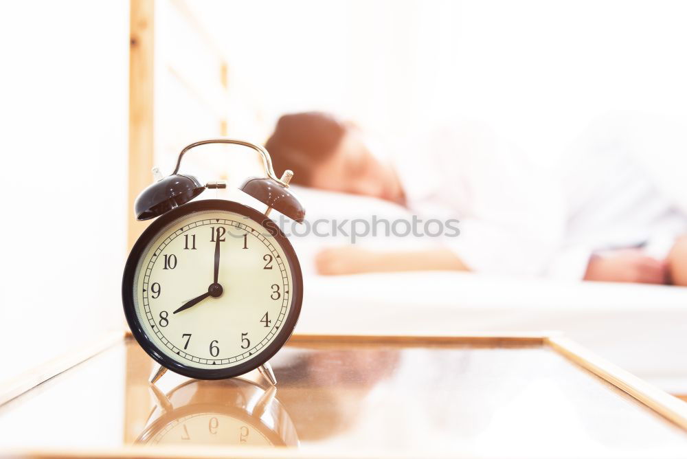 Similar – dog on bed with white sheets and alarm clock