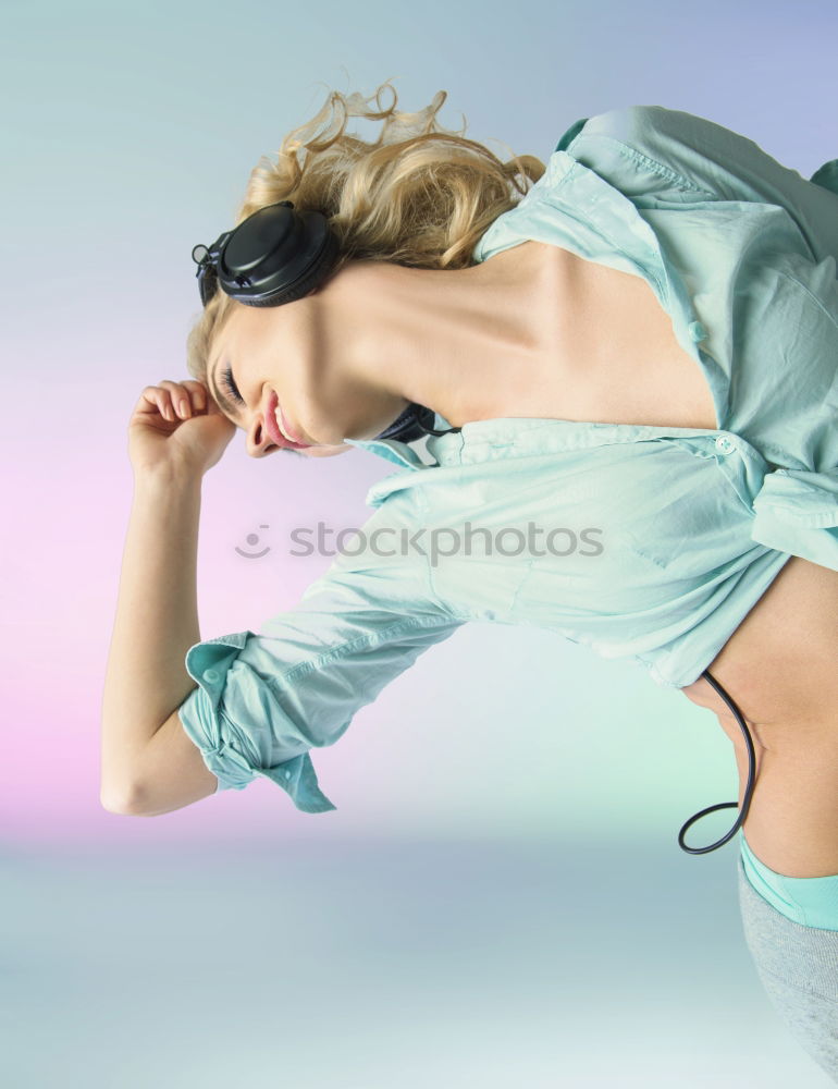 Similar – Young woman stretching at home