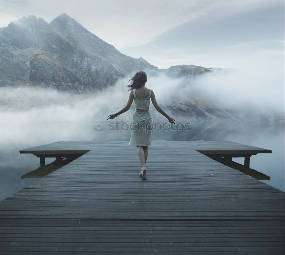 Similar – Image, Stock Photo Smiling woman at lake