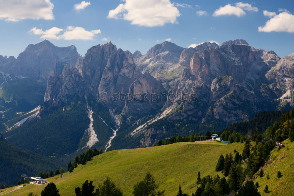 Similar – Image, Stock Photo Hiking with panorama in the Dolomites