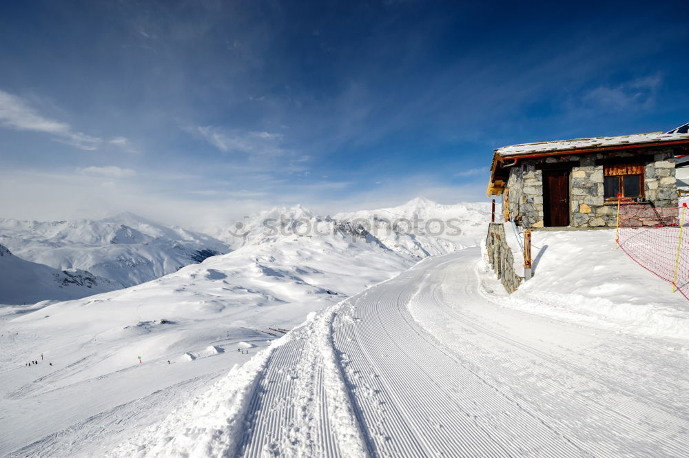 Similar – white winter land, wooden sledge