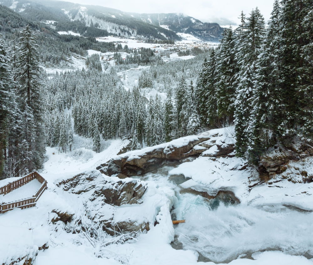 Image, Stock Photo Small wooden pier and fence over a frozen lake