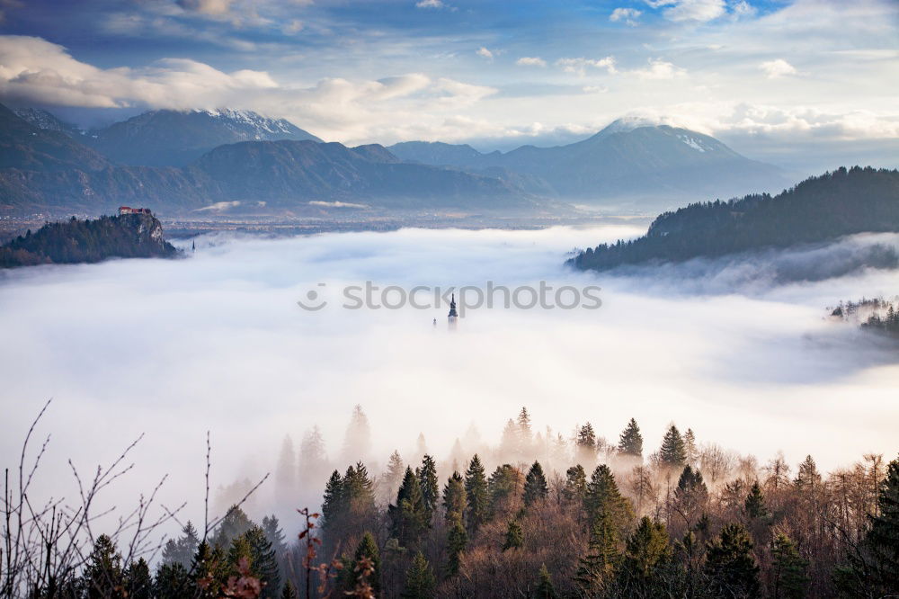 Similar – Image, Stock Photo Sunny autumn day on the lake in mountains of south Austria