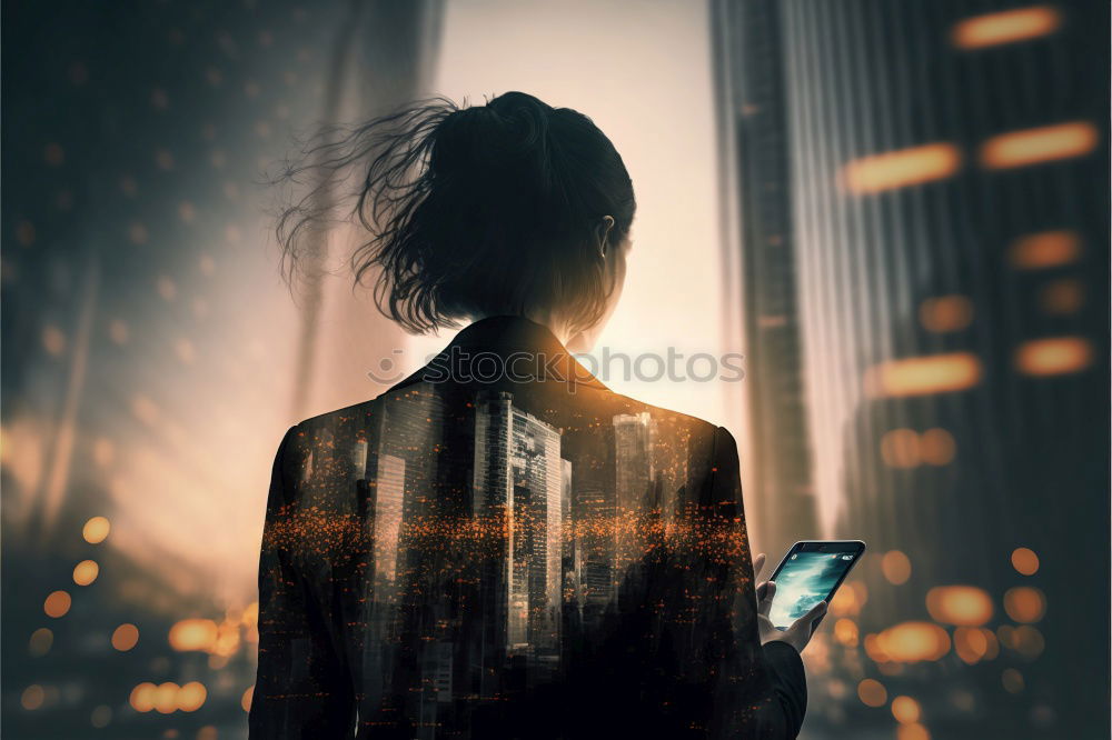 Similar – Image, Stock Photo Woman standing at city view