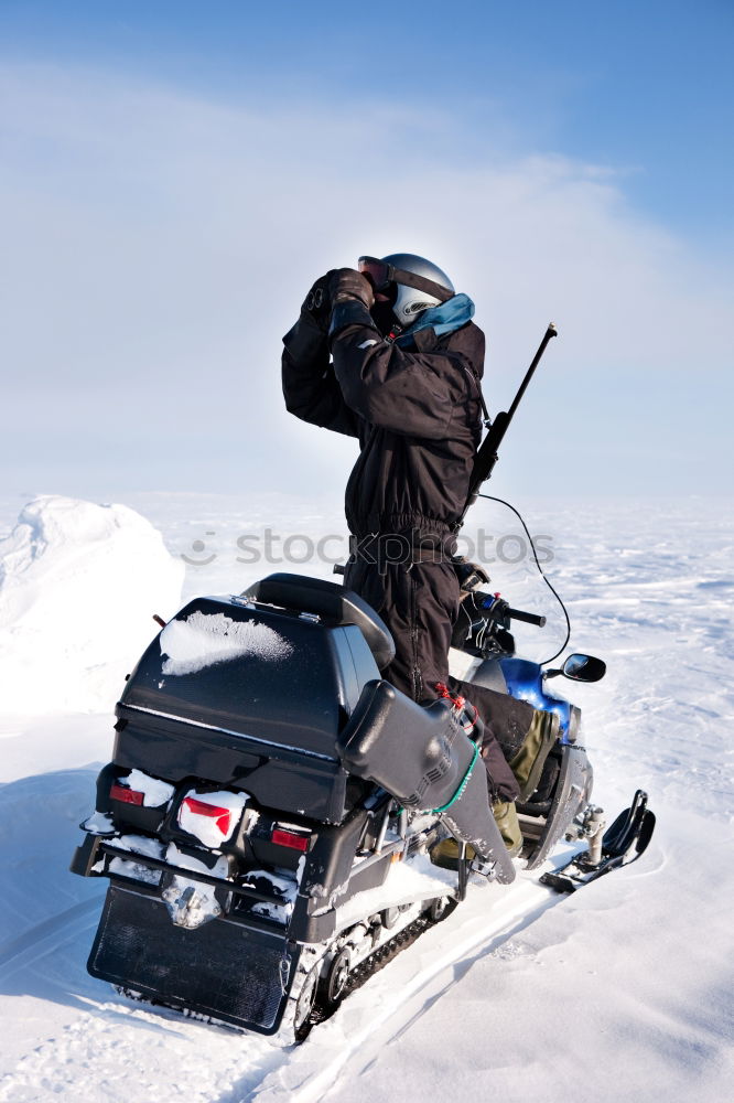 Similar – Image, Stock Photo Man with motorcycle in snowy highlands