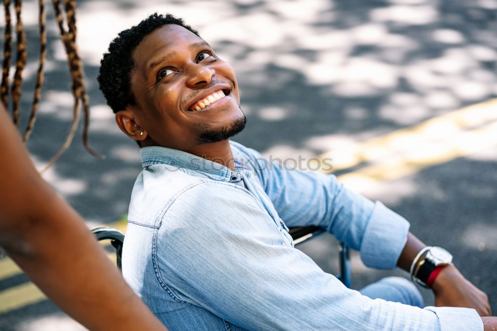 Similar – Image, Stock Photo Young black man wearing casual clothes and sunglasses outdoors