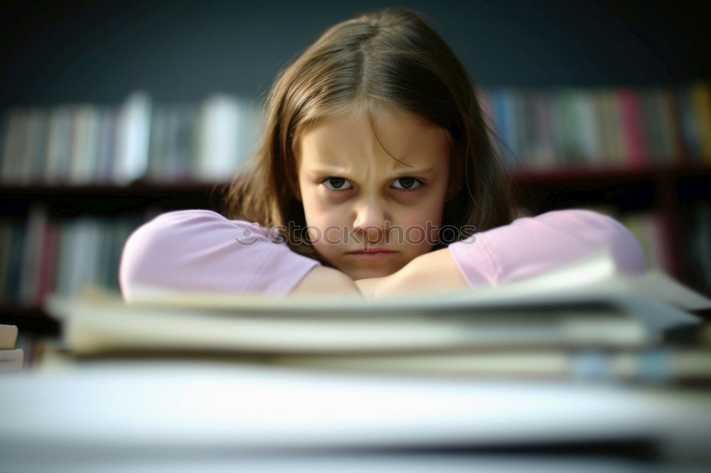 Similar – Image, Stock Photo Cute little girl lying on the carpet reading a book