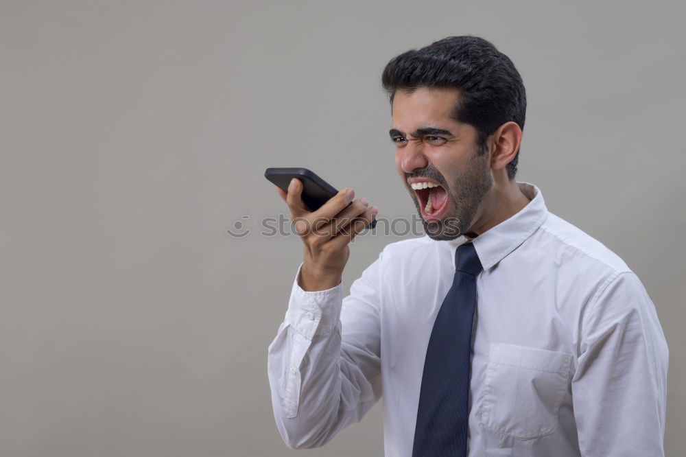 Similar – Man celebrating good news.