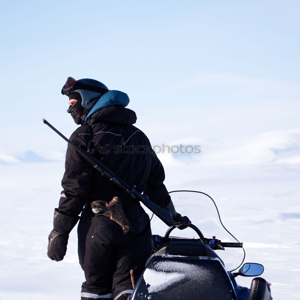 Similar – Image, Stock Photo Man with motorcycle in snowy highlands