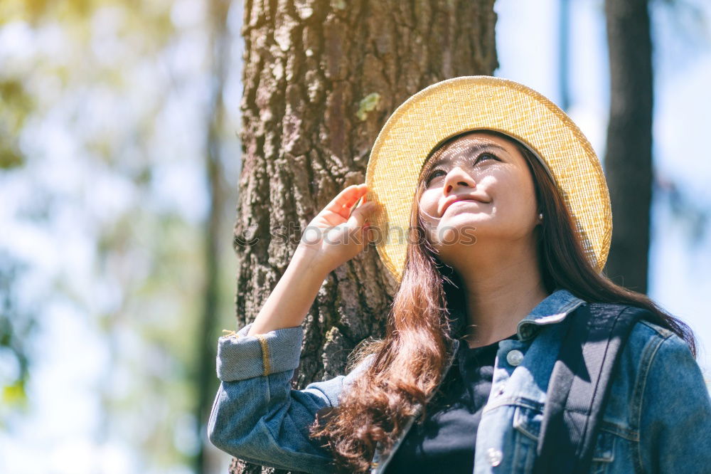 Similar – Image, Stock Photo Cheerful woman in garden