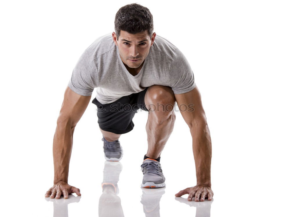 Similar – Attractive man doing pushups in the gym.